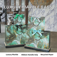 Sacs cadeaux de luxe en papier kraft recyclé avec impression offset marbrée pour Noël, mariage, anniversaire, fête