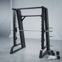 Máquina Smith Multifuncional Compacta LC EM1028 con Barra de Dominadas Integrada y Soportes para Mancuernas, Diseño que Ahorra Espacio para Gimnasio en Casa