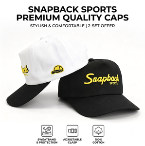 Casquette de sport snapback personnalisée, faible MOQ, OEM ODM, jaune, broderie 3D en relief, casquette de baseball bicolore 5 panneaux - Product Image 1