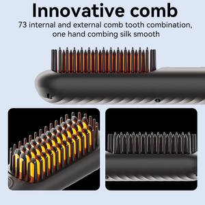 Negative Ion Wireless Hair Straightener Brush Portable Rechargeable Hair Care Styling Tool No Damage Ceramic Heating Detangling - Product Image 6