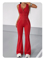 Combinaison de sport et yoga évasée en nylon rouge sans couture, séchage rapide, haute élasticité, pour le fitness, modèle transfrontalier best-seller
