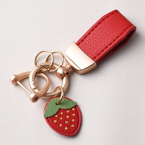 Creative Handmade Fashion Fruit Strawberry Orange Leather Light Keychain Back School High Quality <b>Cute</b> <b>Keyrings</b> Decoration Bag - Product Image 5