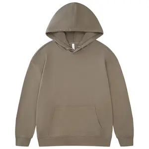 Sudadera con capucha de algodón puro de 330g, ropa de trabajo de rizo de primavera y otoño, estampado de hombro suelto para hombres de moda, logotipo bordado