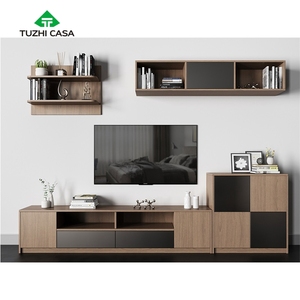 Moderno Soporte <span class=keywords><strong>de</strong></span> <span class=keywords><strong>TV</strong></span> <span class=keywords><strong>Flotante</strong></span> <span class=keywords><strong>de</strong></span> <span class=keywords><strong>Madera</strong></span> con Cajón y Estantes, Muebles Modulares <span class=keywords><strong>para</strong></span> Sala <span class=keywords><strong>de</strong></span> Estar - Product Image 2
