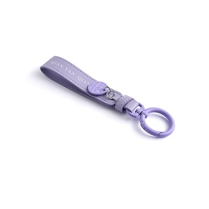 Hot Selling 2024 Purple Color <b>Personalized</b> PU Leather Plain <b>Keychain</b> - Product Image 3