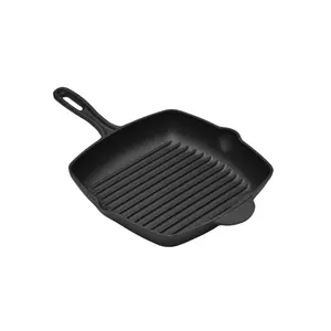 China supplier wholesale pre seasoned coating cast iron square grill pan Iron Cast Grill Pan