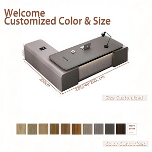 Meubles de bureau de direction de luxe en forme de L, chargeur sans fil réglable, bureau de direction <span class=keywords><strong>high</strong></span>-<span class=keywords><strong>tech</strong></span>, table de bureau moderne pour PDG - Product Image 3