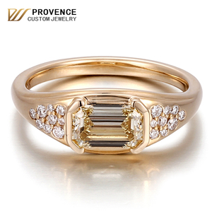 PROVENCE jewelry 18k <b>plain</b> gold <b>ring</b> best jewelry suppliers yellow 1carat lab diamond <b>ring</b> 14k gold pave diamond <b>ring</b> for women - Product Image 2