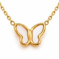 Collier en acier inoxydable 304 plaqué or 18 carats avec papillon en nacre pour marques de boutiques