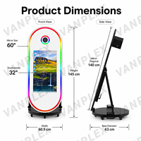 Machine de photomaton ovale 60 pouces avec écran tactile HD 32 pouces, imprimante DSLR tout-en-un, miroir magique pour location d'événements et de fêtes