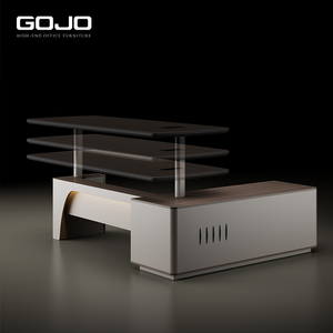 High End Electric Height Adjustable Executive Desk L Shape LED Light Motorized CEO Office <strong>Table</strong> Furniture - Product Image 2