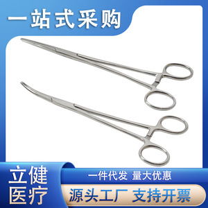 Pinces hémostatiques en acier inoxydable à tête droite et incurvée pour usage chirurgical vétérinaire canin réutilisable - Product Image 5