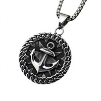 Pendentif Médaille Vintage en Acier Inoxydable pour Hommes, Collier Ancre Rétro, Style Orthodoxe, Bijou Tendance Mode Océanique DMP 176