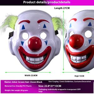 BAIGE Halloween <span class=keywords><strong>Joker</strong></span> vert cheveux Clown masque visage complet en plastique maquillage pour fête <span class=keywords><strong>film</strong></span> d'horreur télévision moteur de recherche amélioré - Product Image 4