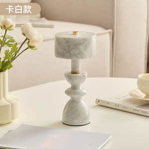 Lámpara de mesa de Jade de mármol de estilo moderno nórdico, luz nocturna recargable de 3 colores, pantalla de Metal Simple para mesita de noche, barra de café, escritorio - Product Image 5