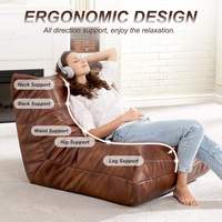 Canapé pouf moderne en similicuir pliable en forme de L, une place, avec housse amovible, style Oruga, chaise longue de sol avec support dorsal
