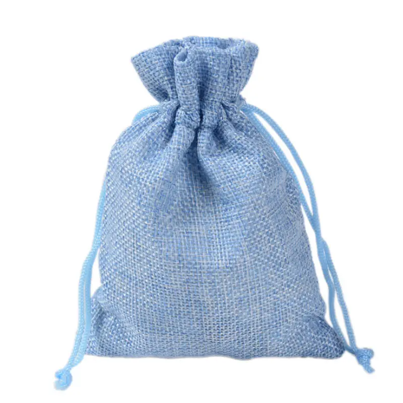 巾着付きリネン黄麻布バッグ再利用可能なジュエリーポーチクラフトギフトバッグ