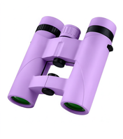 Jumelles compactes imperméables pour enfants 10x25, mini jumelles de poche pour l'observation des oiseaux, les voyages, l'observation des étoiles et les sports de plein air - Violet