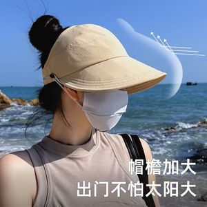 Women's <b>Summer</b> Sun <b>Hat</b> Breathable Open Top Bucket <b>Hat</b> For High Ponytail With Mask Hook Korean Style Baseball Cap - Product Image 3