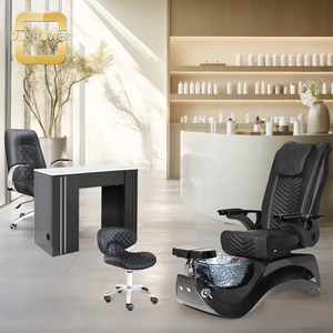 Tavolo da Manicure Professionale Personalizzato Moderno in Legno Grigio a Tre Postazioni per Studi di Unghie - Product Image 5