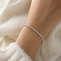 Bracelet tennis 5 carats à taille ronde 3 mm, quatre griffes, en or blanc massif 14 carats, 7,5 pouces, avec diamants de laboratoire personnalisés, vente en gros