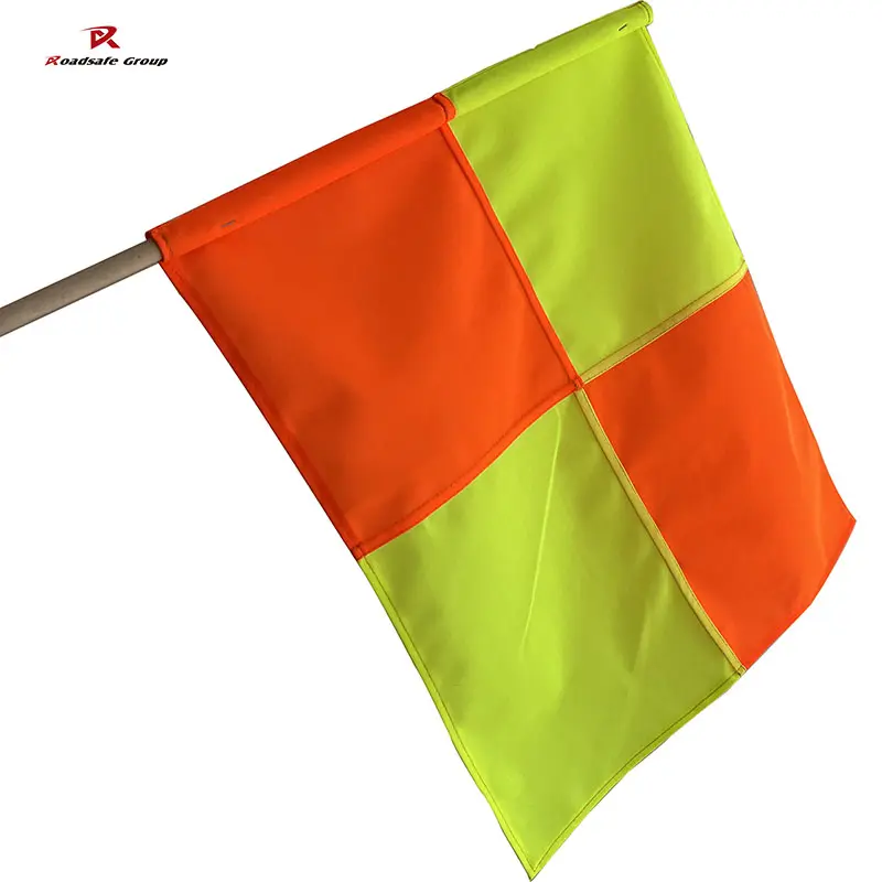 florescent color Security flag warning banner High visibility reflective yellow orange traffic highway 100% fabric