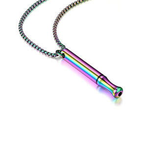Nouveau <span class=keywords><strong>collier</strong></span> de respiration <span class=keywords><strong>silencieux</strong></span> en acier inoxydable pour hommes et femmes, bijou apaisant, sifflet <span class=keywords><strong>silencieux</strong></span> pour la respiration, anti-tabac - Product Image 4