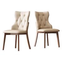 Chaise de salle à manger en bois massif de style américain rétro avec revêtement en cuir, pieds en noyer - Design moderne pour la maison, les restaurants et les hôtels