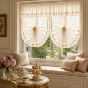 Rideau romain vintage en dentelle royale, voilage à volants floraux délicats filtrant la lumière pour salon et chambre, taille personnalisée, vente en gros - Product Image 4