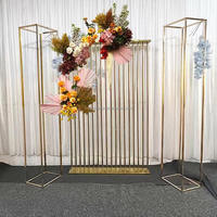 Présentoir de fleurs dorées, décoration intérieure en métal pour événements de mariage, toile de fond pour mariage et fête