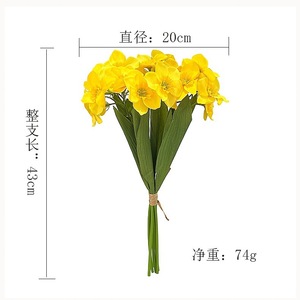 Fleurs artificielles en polyester jaunes et blanches Meng Jie, 6 bouquets de narcisses pour la décoration de la maison et des mariages - Product Image 2