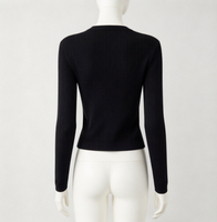 Pull en laine pour femme, col en V, boutonné, manches longues, tricoté, pour l'automne et l'hiver