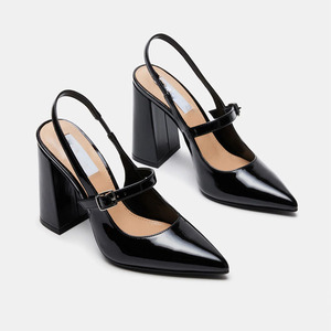 <span class=keywords><strong>Sandali</strong></span> da <span class=keywords><strong>Donna</strong></span> Nuovi con <span class=keywords><strong>Tacco</strong></span> Largo Nero e Rosso, Cinturino alla Caviglia a T e Punta Aperta, Personalizzati dal Produttore - Product Image 1