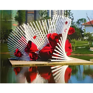 Grote Kunst Outdoor Esculturas Decorativas Grandes Metalen Standbeeld Modern Abstract Roestvrij Staal Sculptuur