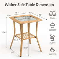 Table d'appoint de bistrot en rotin tressé pour patio, jardin, porche, balcon - Vente en gros