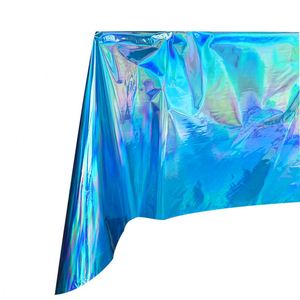 Wholesale Environment-Friendly Shiny Laser Party Table Cover Waterproof Durable Design for Home <b>Plastic</b> <b>Tablecloth</b> Ocean Blue - Product Image 1
