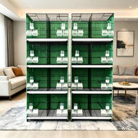 4 cages à canaris empilables, élégantes, de petite taille, en fil de fer, avec accessoires pour mangeoires et abreuvoirs.
