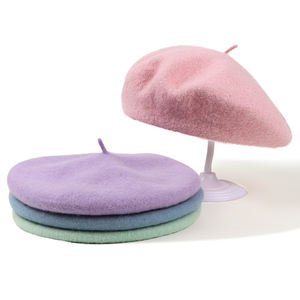 <span class=keywords><strong>Béret</strong></span> en laine française 2025 pour femmes et enfants, couleur unie, brodé, chaud, polyvalent, vente en gros en Europe - Product Image 4