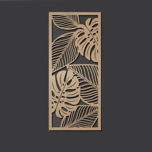 Panel de pared metálico hecho a mano con diseño de follaje, estilo bohemio, rectangular, decoración para el hogar, arte de pared de metal marrón de tamaño mediano para decoración - Product Image 1
