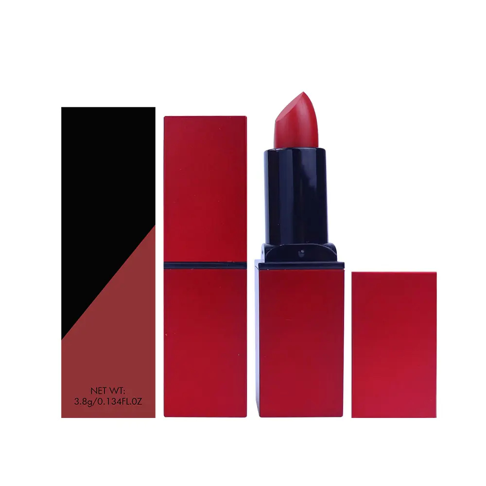 Factory price no logo 5 colors red square tube matte lipstick lasting waterproof moisturizing lipstick for lip makeup