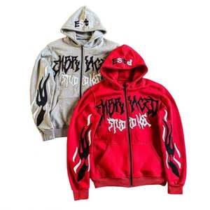 Sudadera con capucha y cremallera personalizada Y2k Sudadera con capucha bordada para hombre Sudadera con capucha de diseñador Muestra gratis - Product Image 1