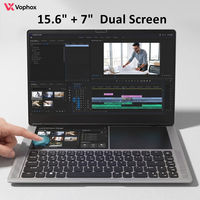 Portátil OEM Personalizado con Pantalla Dual de 15.6" IPS y 7" Táctil, Intel N95, 32GB RAM, 2TB SSD, Ordenador Portátil para Edición de Video