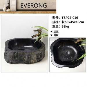 Lavabo de piedra petrificada de madera, lavabo Retro, suministros de baño de Arte de mármol - Product Image 3