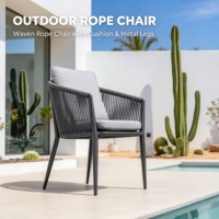 Ensembles de table et chaises d'extérieur en corde PE tressée, imperméables, résistantes au soleil et durables pour jardin, patio et hôtel