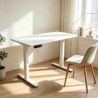 Bureau debout électrique ergonomique, minimaliste et moderne avec réglage automatique de la hauteur, construction en bois et métal pour le bureau à domicile