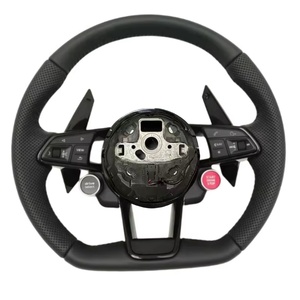 Volante Deportivo de Cuero para Automóvil, Compatible con Modelos <span class=keywords><strong>Audi</strong></span> A3 <span class=keywords><strong>A4</strong></span> A5 A6 A7 A8 S3 S4 S5 S6 S7 S8 Q3 Q5 Q7 Q8 RS3 RS4 RS5 RS R8 - Product Image 1