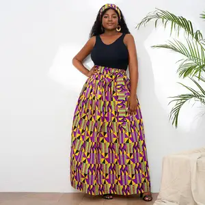 Design colorato africano di alta qualità abbigliamento africano ragazze estate più nuovo fondo Maxi gonna