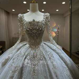 Vestido de Novia con Cuentas Brillantes, Vestido de Novia con Falda Voluminosa, Estilo Corte, Vestido de Novia de Lujo Tipo Princesa Lsjj27 - Product Image 5