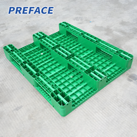 Palette en plastique plate hygiénique industrielle en PEHD, légère, empilable, compatible Euro, pour stockage logistique/entrepôt, export, 2 fûts, 4 voies