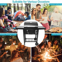 Chariot de jardin extérieur personnalisé Barbecue de camping américain Barbecue à charbon de bois Barbecue fumeur avec table double face
